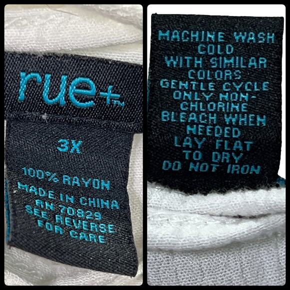 Rue+ White and Black Tie Dye Style Lace Up Front Tank Top Plus Size 3X - Picture 9 of 11